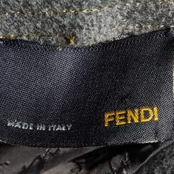 Pre Owned Fendi Grey Wool Ruffled Button Front Overcoat S