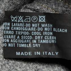 Pre Owned Fendi Grey Wool Ruffled Button Front Overcoat S