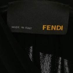Pre Owned Fendi Black Jersey Logo Detail Belted Sleeveless Mini Dress S