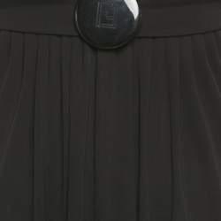 Pre Owned Fendi Black Jersey Logo Detail Belted Sleeveless Mini Dress S
