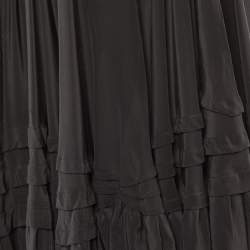 Pre Owned Balenciaga Black Silk Halter Neck Asymmetric Maxi Dress S