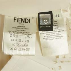 Pre Owned Fendi White Cut-Out Pleated Mini Skirt M
