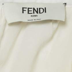 Pre Owned Fendi White Cut-Out Pleated Mini Skirt M