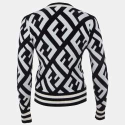 Pre Owned بلوفر فنْدي تريكو جاكار بألوان أحادية بياقة V مقاس صغير جدًا (إكسترا سمول)