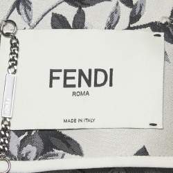 Pre Owned Fendi Beige Floral Jacquard Cropped Zip -Up Jacket XS