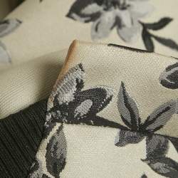 Pre Owned Fendi Beige Floral Jacquard Cropped Zip -Up Jacket XS