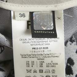 Pre Owned Fendi Beige Floral Jacquard Cropped Zip -Up Jacket XS