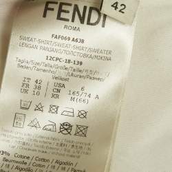 Pre Owned Fendi White FF Applique Jersey Zip-Up Jacket M