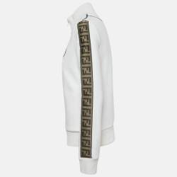 Pre Owned Fendi White FF Applique Jersey Zip-Up Jacket M