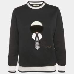 Pre Owned Fendi Black Karl Loves Fendi Cotton Knit Sweatshirt XS 