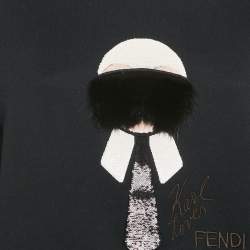 Pre Owned Fendi Black Karl Loves Fendi Cotton Knit Sweatshirt XS