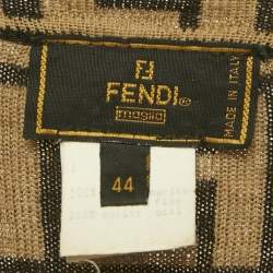 Pre Owned Fendi Vintage Brown Zucca Jacquard Knit Cardigan M