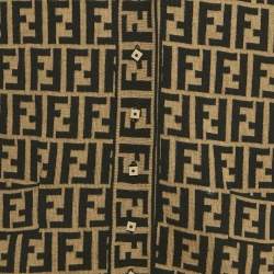 Pre Owned Fendi Vintage Brown Zucca Jacquard Knit Cardigan M