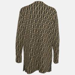 Pre Owned Fendi Vintage Brown Zucca Jacquard Knit Cardigan M