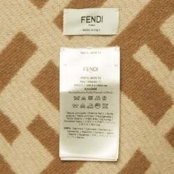 Pre Owned Fendi Beige FF Monogram Intarsia Cashmere Fringed Poncho One Size