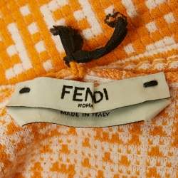Pre Owned Fendi Orange Zucca Knit Mini Bodycon Dress S