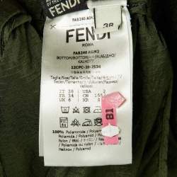 Pre Owned Fendi Dark Green Nylon Convertible Ripstop Track Pants S