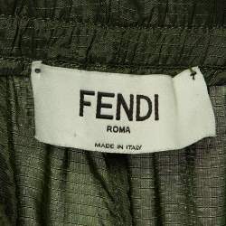 Pre Owned Fendi Dark Green Nylon Convertible Ripstop Track Pants S