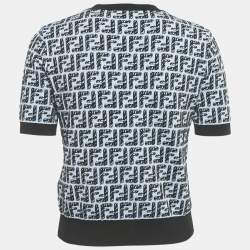 Pre Owned توب فاندي أزرق FF زوكا محبوك كم قصير محبوك مقاس صغير - سمول