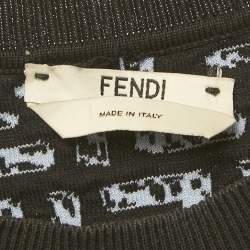 Pre Owned توب فاندي أزرق FF زوكا محبوك كم قصير محبوك مقاس صغير - سمول