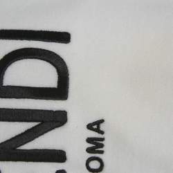 Pre Owned Fendi White Logo Embroidered Cotton Knit Sweatshirt XS