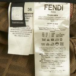 Pre Owned Fendi Brown Zucca Knit One Shoulder Roma Amor Dress S