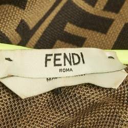 Pre Owned Fendi Brown Zucca Knit One Shoulder Roma Amor Dress S