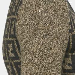 Pre Owned Fendi Vintage Brown Zucca Monogram Jacquard Wool Knit Long Sleeve Sweater S
