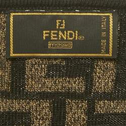 Pre Owned Fendi Vintage Brown Zucca Monogram Jacquard Wool Knit Long Sleeve Sweater S