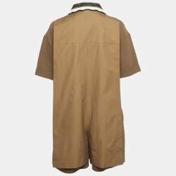 Pre Owned Fendi Khaki Green Cotton Layered Playsuit L