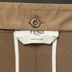 Pre Owned Fendi Khaki Green Cotton Layered Playsuit L