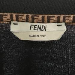 Pre Owned Fendi Black Logo Embroidered Cotton Crewneck T-Shirt XS