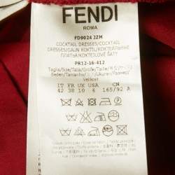 Pre Owned Fendi Red Cotton Frill Detail Mini Dress M