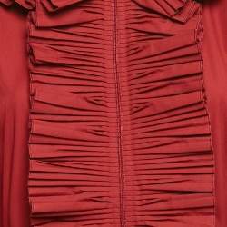 Pre Owned Fendi Red Cotton Frill Detail Mini Dress M