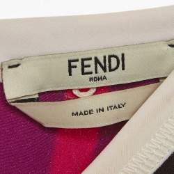 Pre Owned Fendi Purple Striped Crepe Shift Dress M