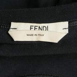 Pre Owned Fendi Black Love Applique Cotton T-Shirt S