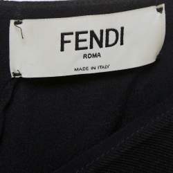 Pre Owned Fendi Black Wool Blend Belted Midi Dress S