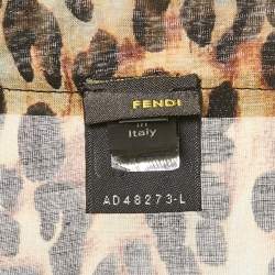 Pre Owned Fendi Brown Animal Print Cotton Plunge Neck Tunic M