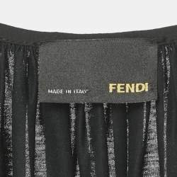 Pre Owned Fendi Black Cotton Silk Trimmed Sleeveless Shift Dress L