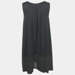 Pre Owned Fendi Black Cotton Silk Trimmed Sleeveless Shift Dress L