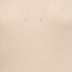 Pre Owned Fendi Dusty Pink Cashmere Contrast Trim Turtle-Neck Sweater S