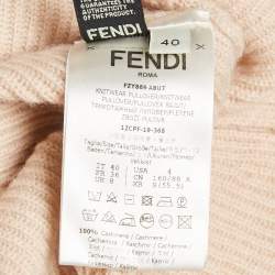 Pre Owned Fendi Dusty Pink Cashmere Contrast Trim Turtle-Neck Sweater S