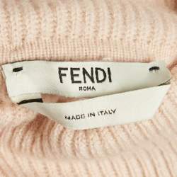 Pre Owned Fendi Dusty Pink Cashmere Contrast Trim Turtle-Neck Sweater S