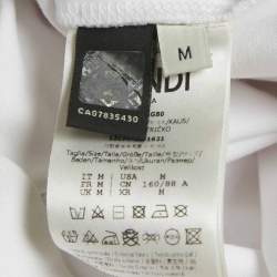 Pre Owned Fendi White Cotton Mesh Fish Eye Logo Detail Short Sleeve T-Shirt M