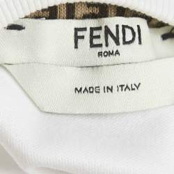 Pre Owned Fendi White Cotton Mesh Fish Eye Logo Detail Short Sleeve T-Shirt M