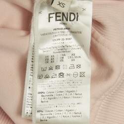 Pre Owned Fendi Pink Logo Embroidered Cotton Knit Cropped Sweatshirt XS