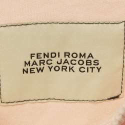 Pre Owned Fendi Pink Logo Embroidered Cotton Knit Cropped Sweatshirt XS