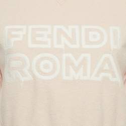 Pre Owned Fendi Pink Logo Embroidered Cotton Knit Cropped Sweatshirt XS