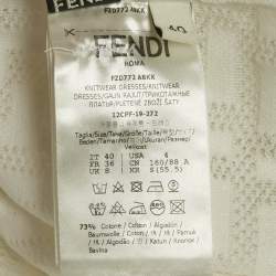 Pre Owned Fendi White Monogram Cotton Knit Midi Dress S