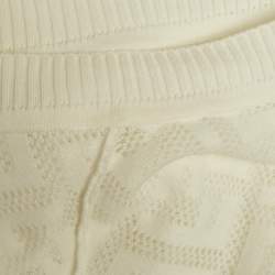 Pre Owned Fendi White Monogram Cotton Knit Midi Dress S